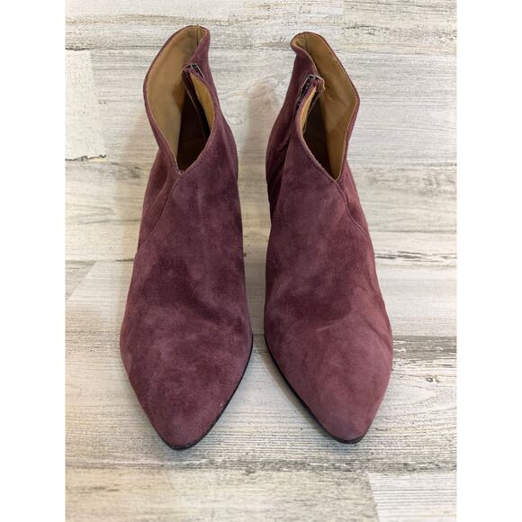 Massimo Matteo Red Burgundy Suede Heel Ankle Boot Womens 9 Italian Leather Sleek - Picture 3 of 10